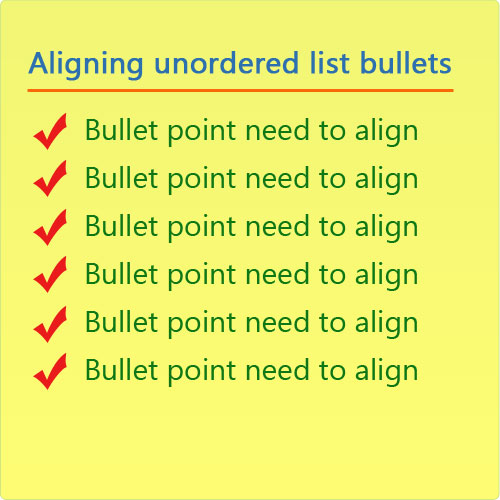 How to align unordered list bullets