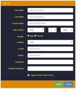 bootstrap registration form with custom styles