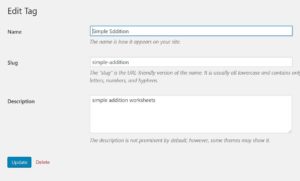 wordpress tag edit screen