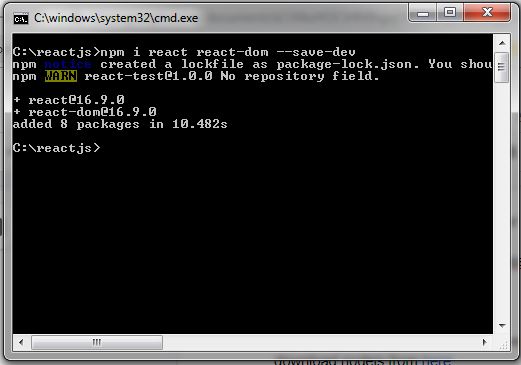 react and react-dom npm command line