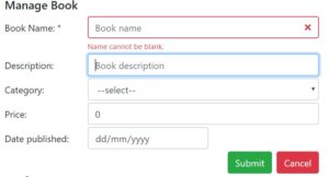 Reactjs validation for book name and display message