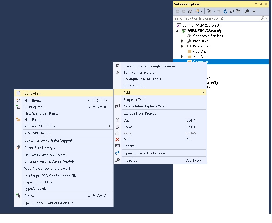 Add empty ASP.NET MVC controller 